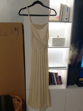 Lulu's Cream Pleated Maxi Slip Dress